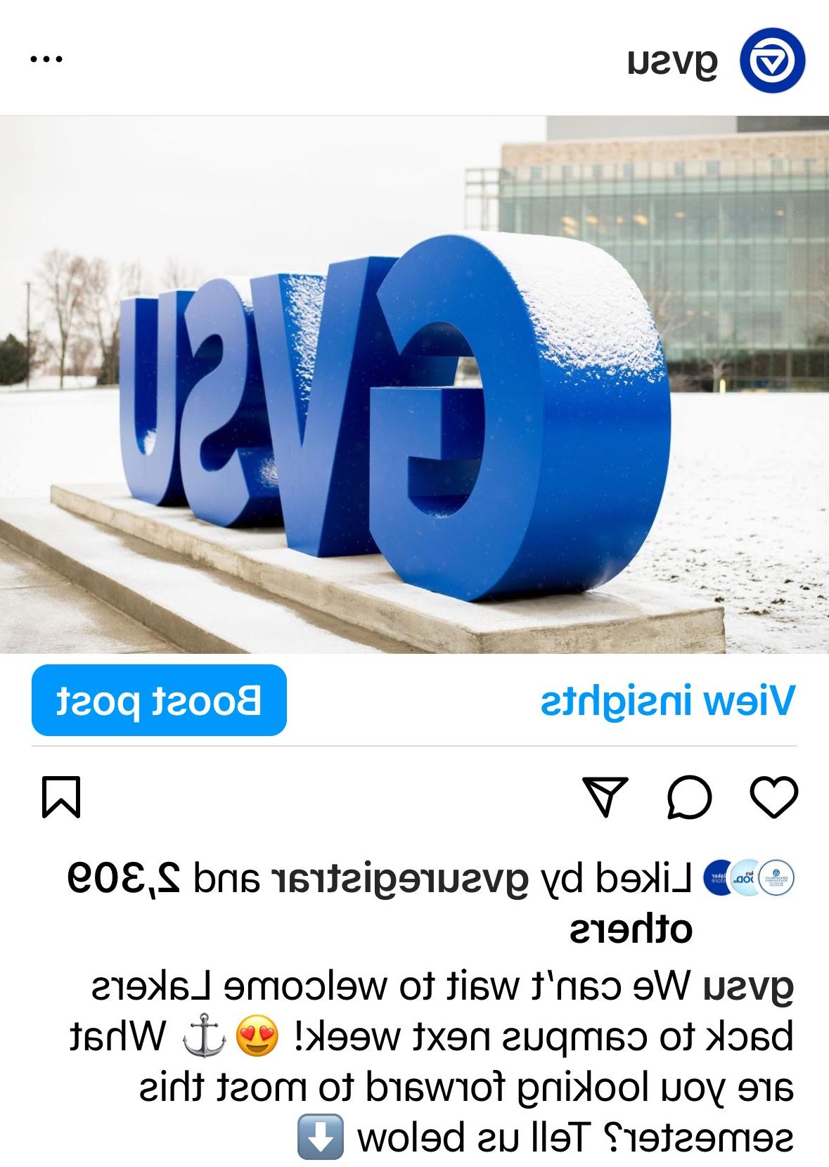 GVSU Instagram Post Example